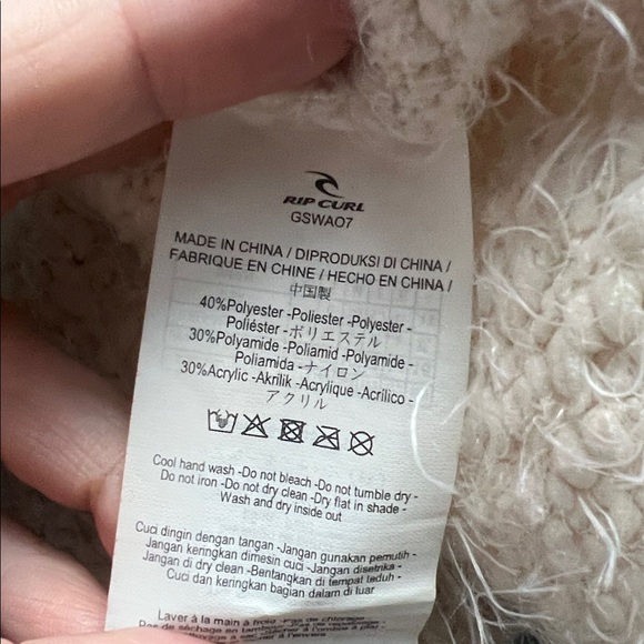 Rip Curl Snow Drify Fuzzy Boucle Cardigan Sweater Open Teddy Knit Size Small - Picture 11 of 12